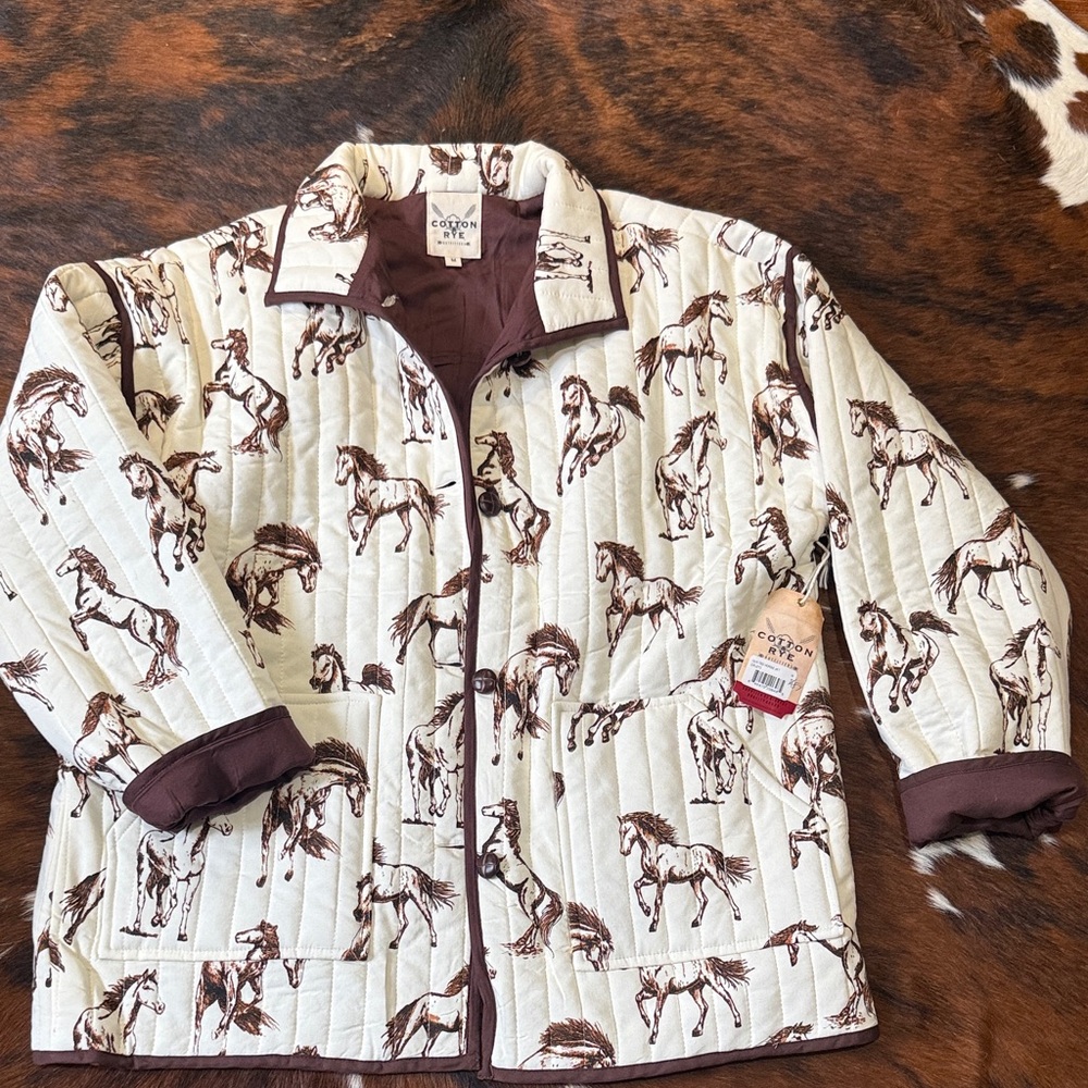 NWT Cotton & Rye Quilted Horse Jacket